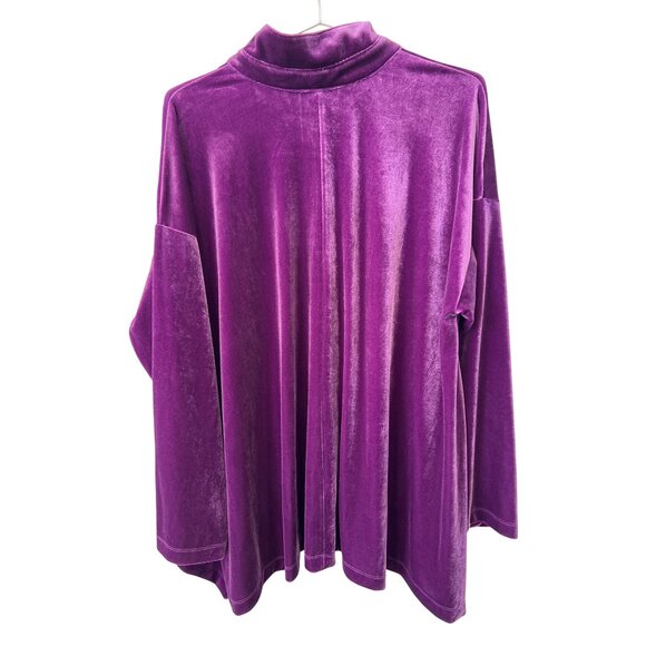 Attitudes by Renee Velvet Button Up Top Size Small Winter Berry Purple Lagenlook - Picture 3 of 8